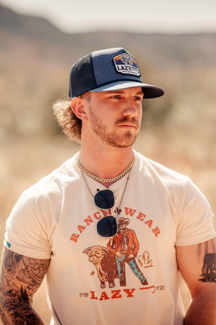 Lazy J Ranch Navy Bull Wagon Classic Rope Trucker Hat