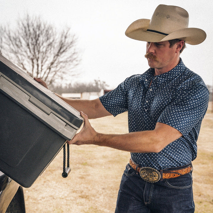 Vexil Men's Navy Tribal Western Pearl Snap Polo - West 20 Saddle Co.