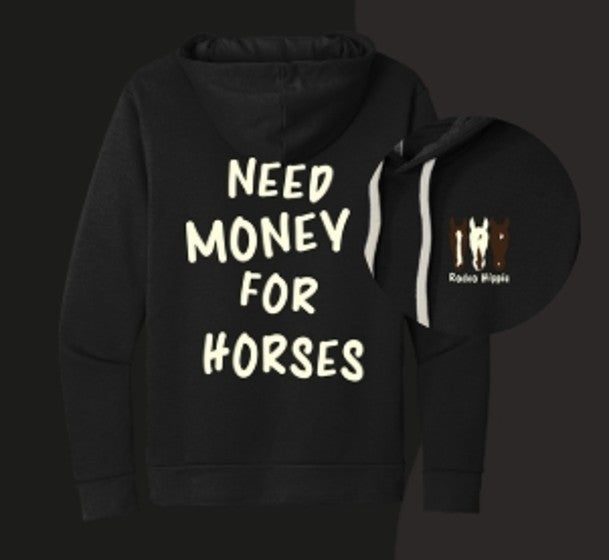 Rodeo Hippie Black Need Money for Horses Hoodie