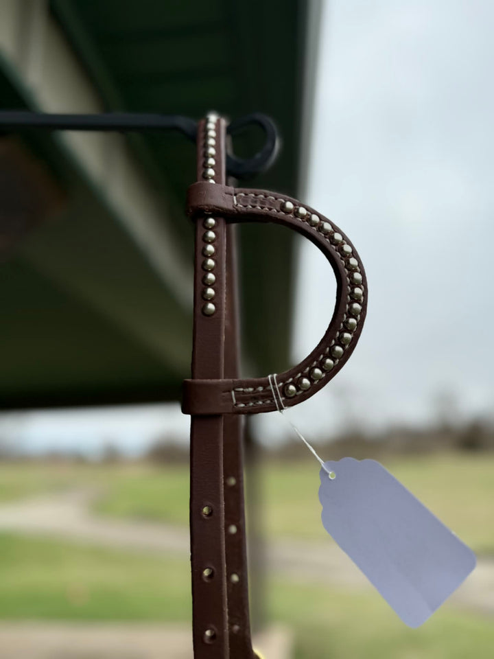 Dutton Bits Silver Stud and Double Stitched One Ear Headstall with Buckles