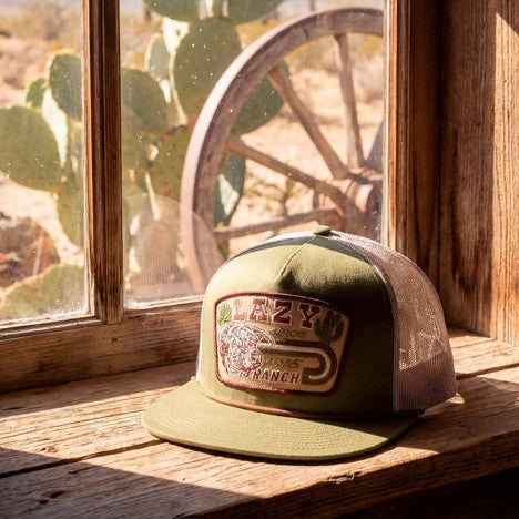 Lazy J Ranch Olive & White Brewster Classic Rope Trucker Hat