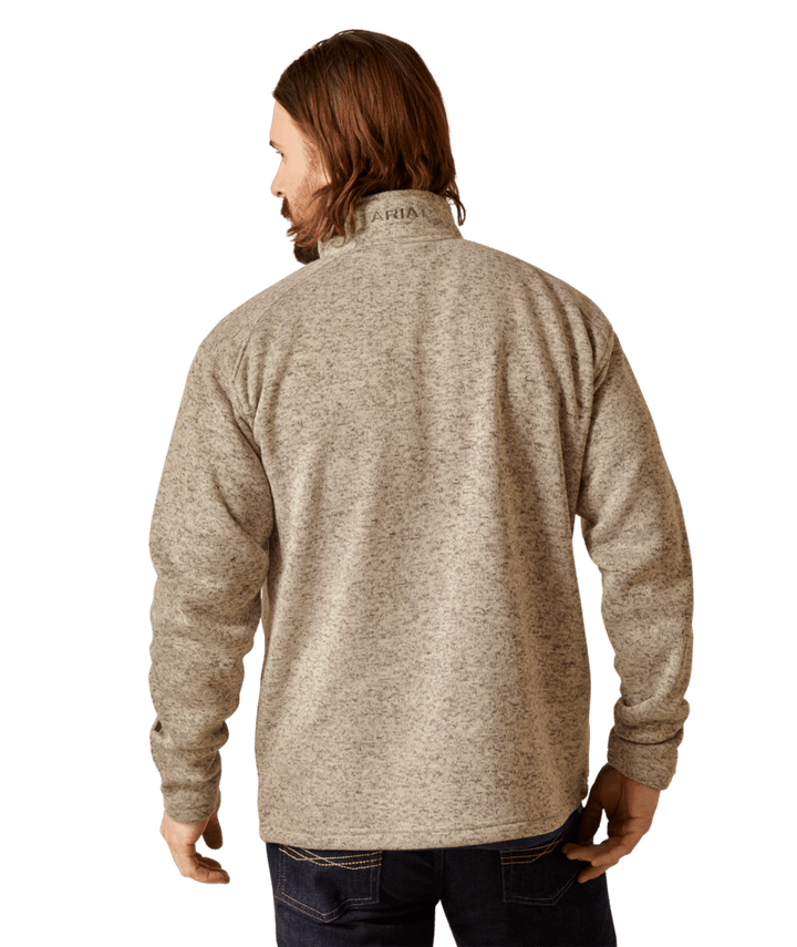 Ariat Men's Beige Caldwell Logo 1/4 Zip Sweater