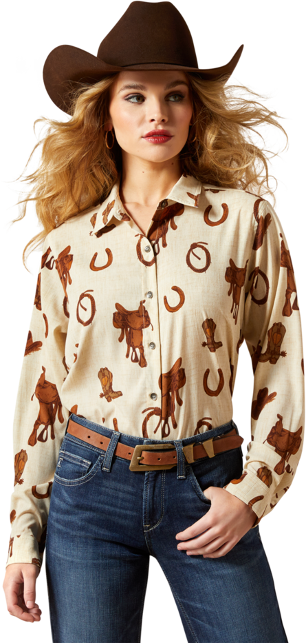 Ariat Women's Rodeo Spur Print Homestyle Shirt