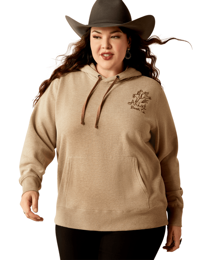 Ariat Women's Dark Oatmeal Heather Bronco Stitch Hoodie