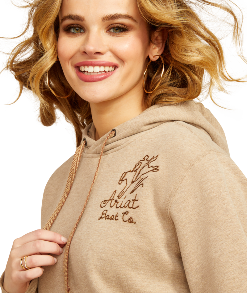 Ariat Women's Dark Oatmeal Heather Bronco Stitch Hoodie