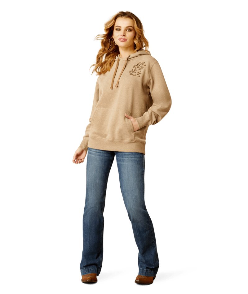 Ariat Women's Dark Oatmeal Heather Bronco Stitch Hoodie