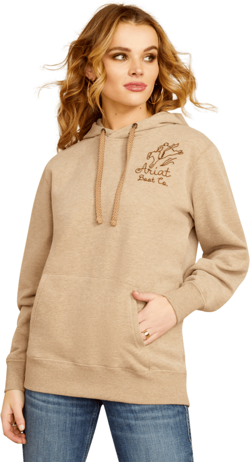 Ariat Women's Dark Oatmeal Heather Bronco Stitch Hoodie