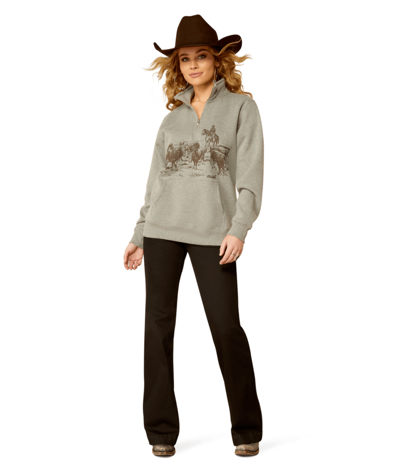 Ariat Women's Heather Grey 1/2 Zip Sweatshirt