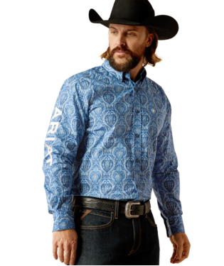 Ariat Men's Blue and White Team Kellen Fitted Shirt