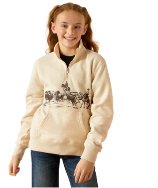 Ariat Girl's Oatmeal Pasture 1/4 Zip Sweatshirt