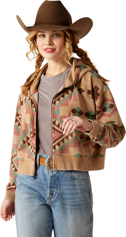 Ariat Women's Spark Geo Print Sunset Crop Hoodie