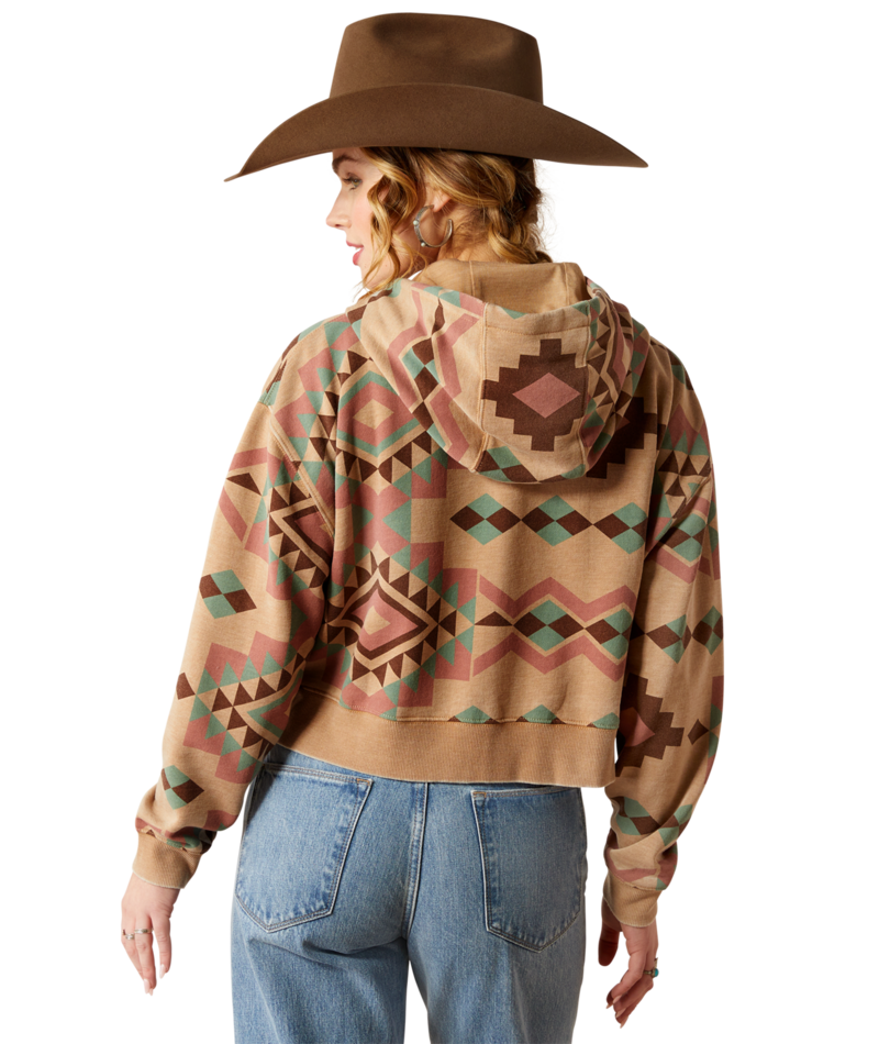 Ariat Women's Spark Geo Print Sunset Crop Hoodie