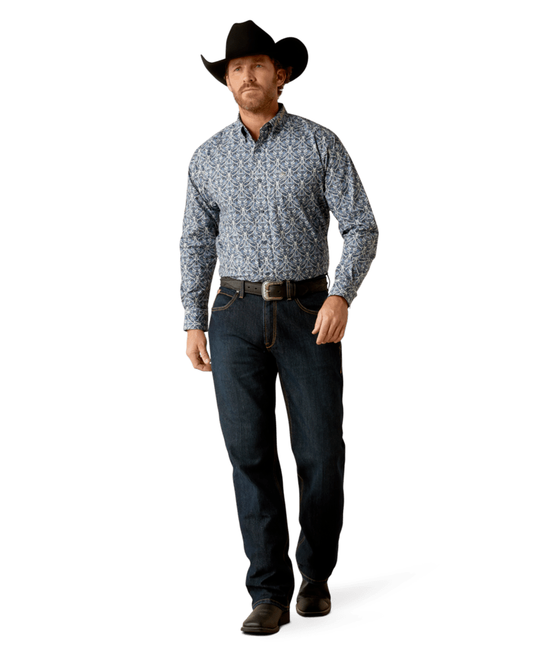 Ariat Men's Blue and Tan Team Orlando Classic Fit Shirt