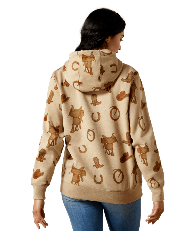Ariat Women's Savannah Tan Heather Logo 2.0 Printed Hoodie
