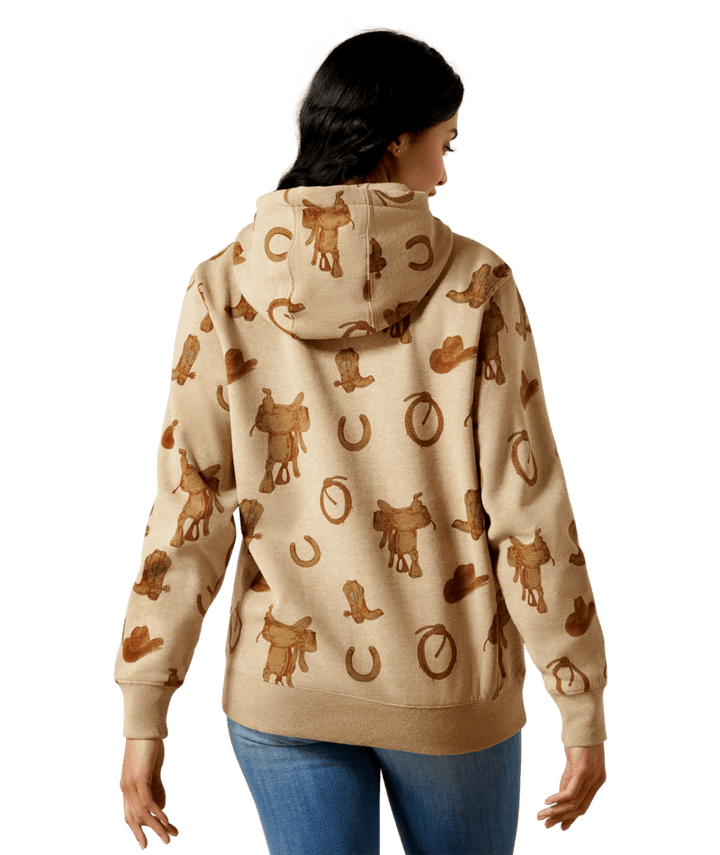 Ariat Women's Savannah Tan Heather Logo 2.0 Printed Hoodie