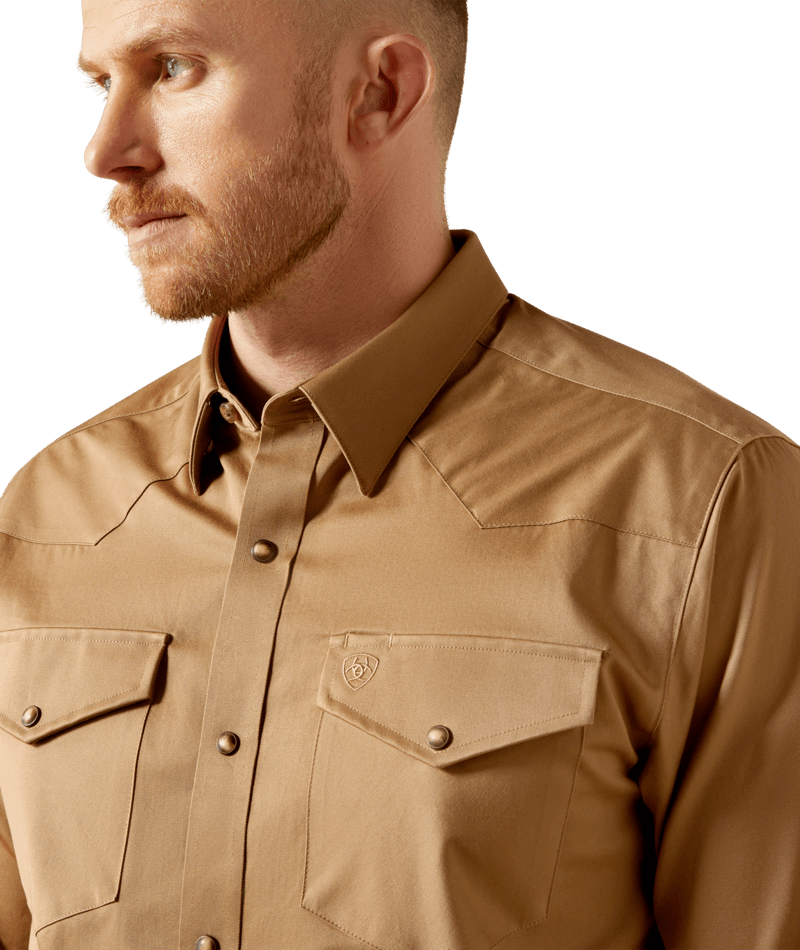 Ariat Men's Khaki Solid Twill Fitted Shirt
