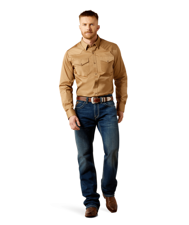 Ariat Men's Khaki Solid Twill Fitted Shirt