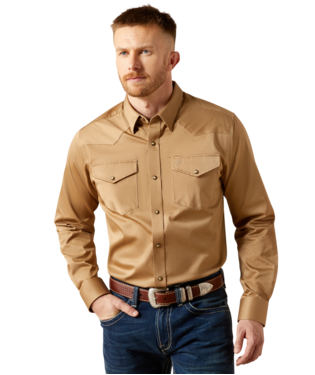 Ariat Men's Khaki Solid Twill Fitted Shirt