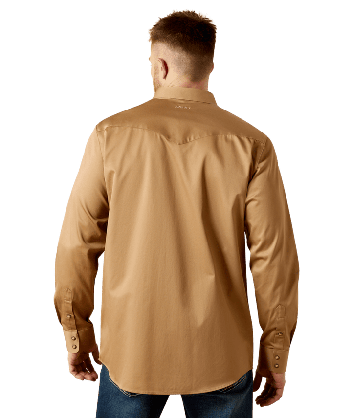 Ariat Men's Khaki Solid Twill Fitted Shirt