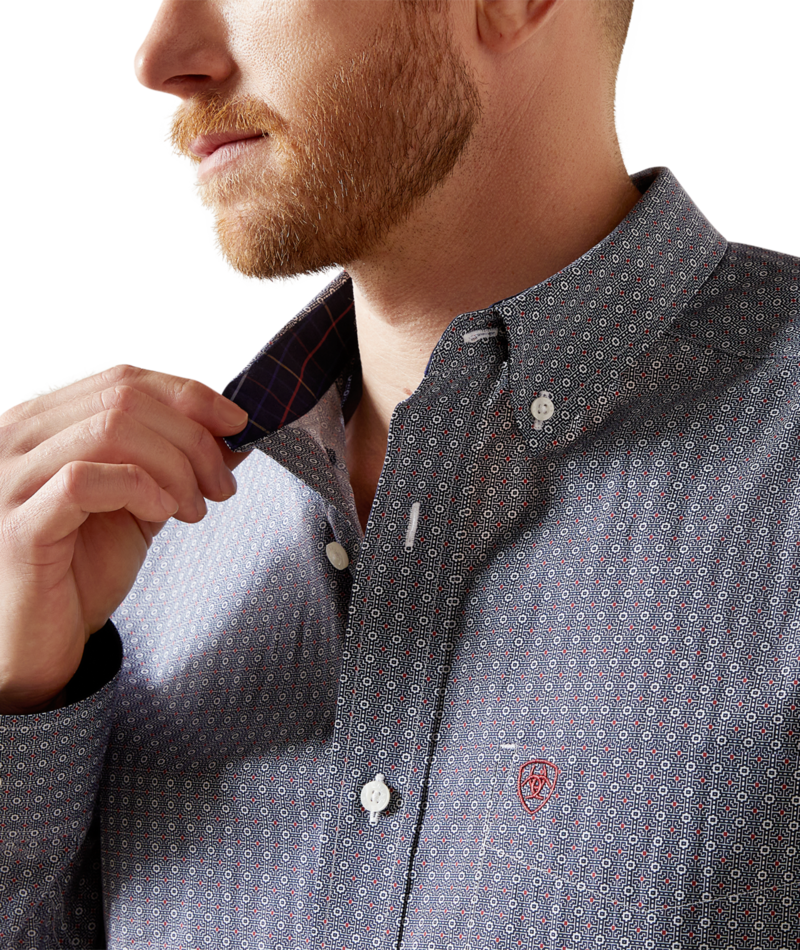 Ariat Men's Navy Wrinkle Free Bowen Classic Fit Shirt