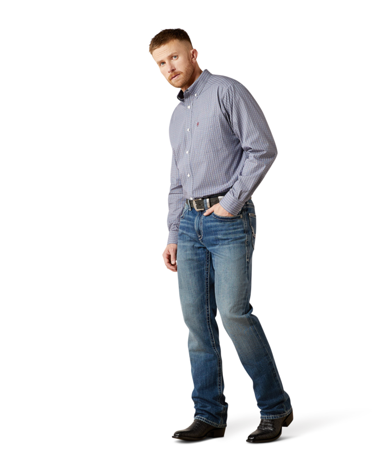 Ariat Men's Navy Wrinkle Free Bowen Classic Fit Shirt