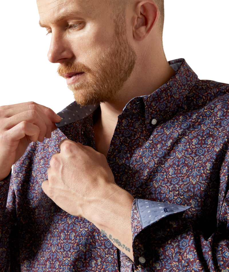 Ariat Men's Blue Wrinkle Free Brendan Classic Fit Shirt