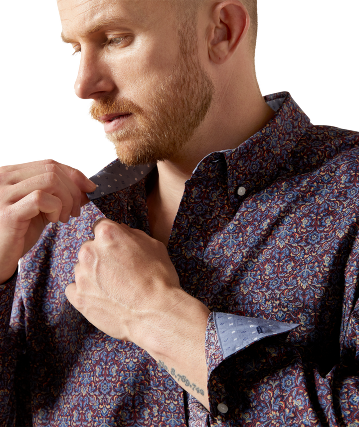 Ariat Men's Blue Wrinkle Free Brendan Classic Fit Shirt