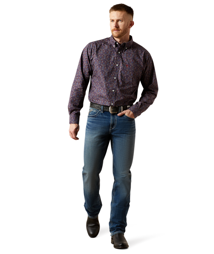 Ariat Men's Blue Wrinkle Free Brendan Classic Fit Shirt