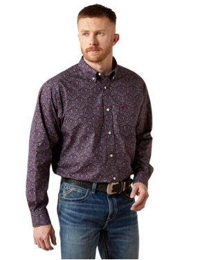 Ariat Men's Blue Wrinkle Free Brendan Classic Fit Shirt