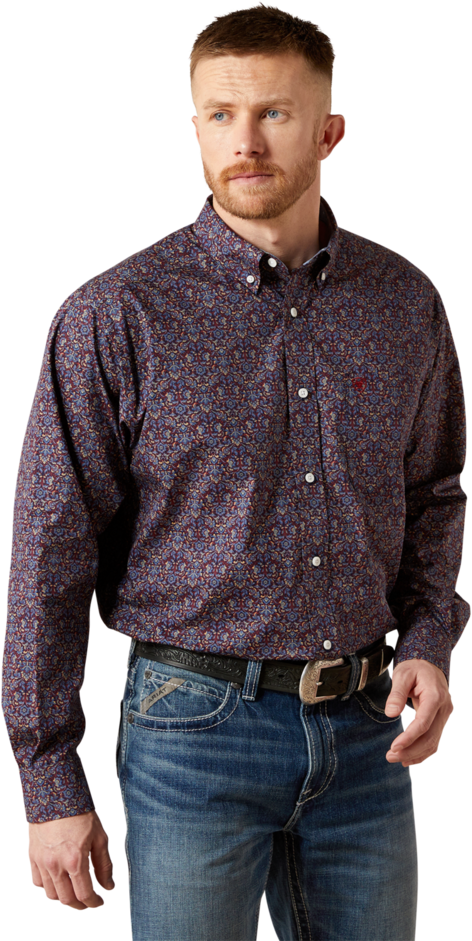 Ariat Men's Blue Wrinkle Free Brendan Classic Fit Shirt
