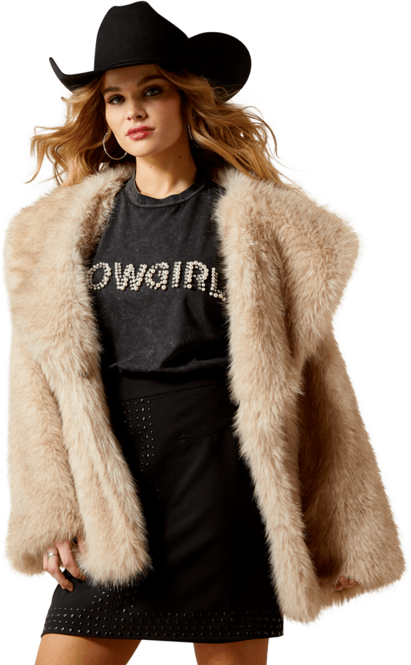 Ariat Women's Tan Faux Fur Coat
