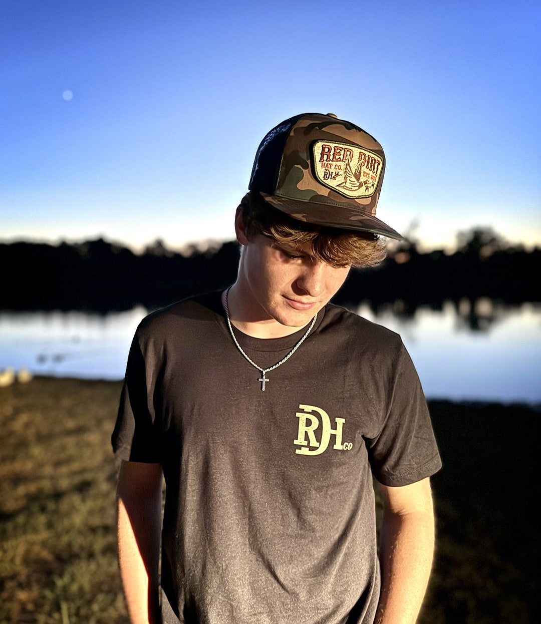 Red Dirt Hat Co Camo and Black Fly South Ball Cap