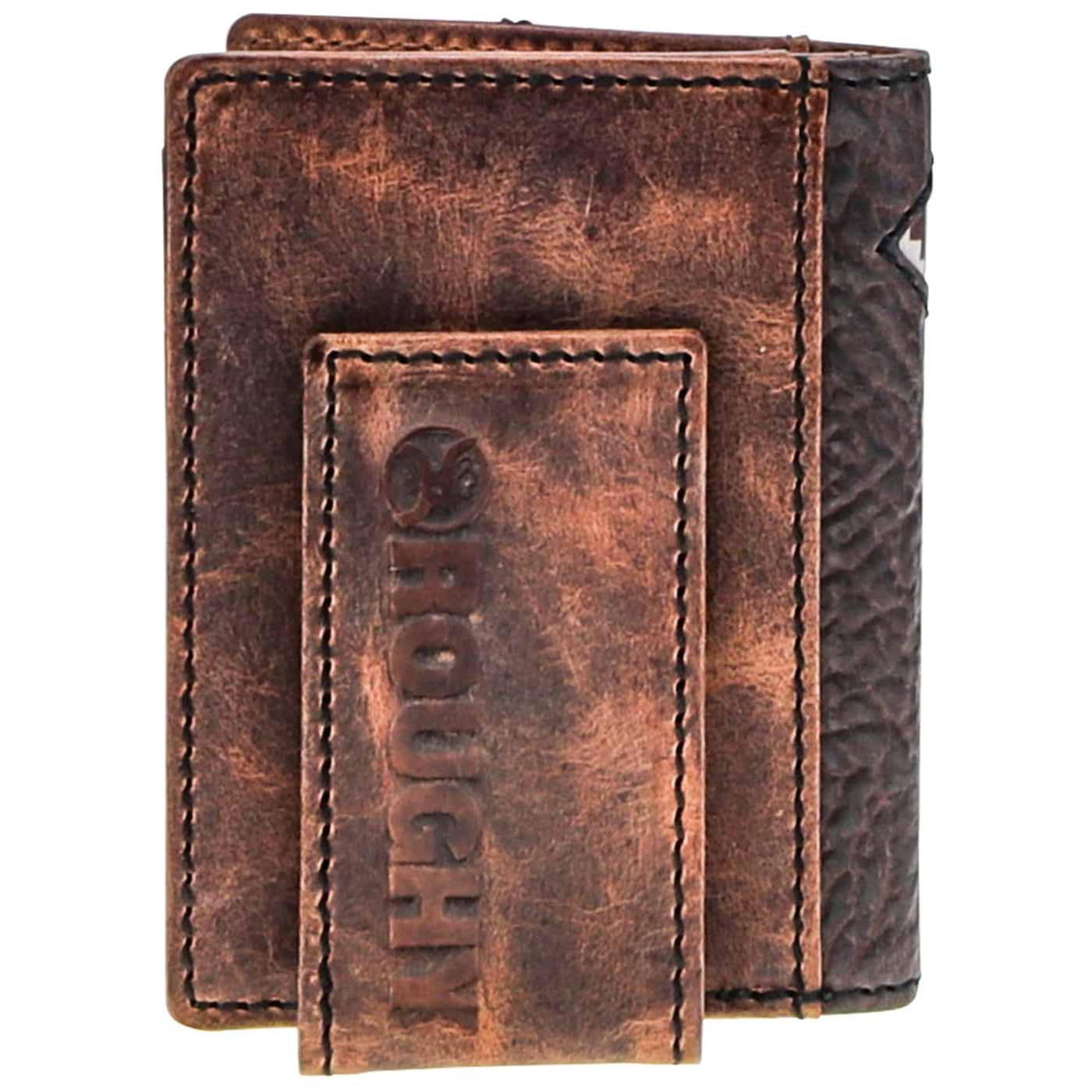 Hooey Tahonta Brown and Tan Diamond Patchwork Bifold Money Clip