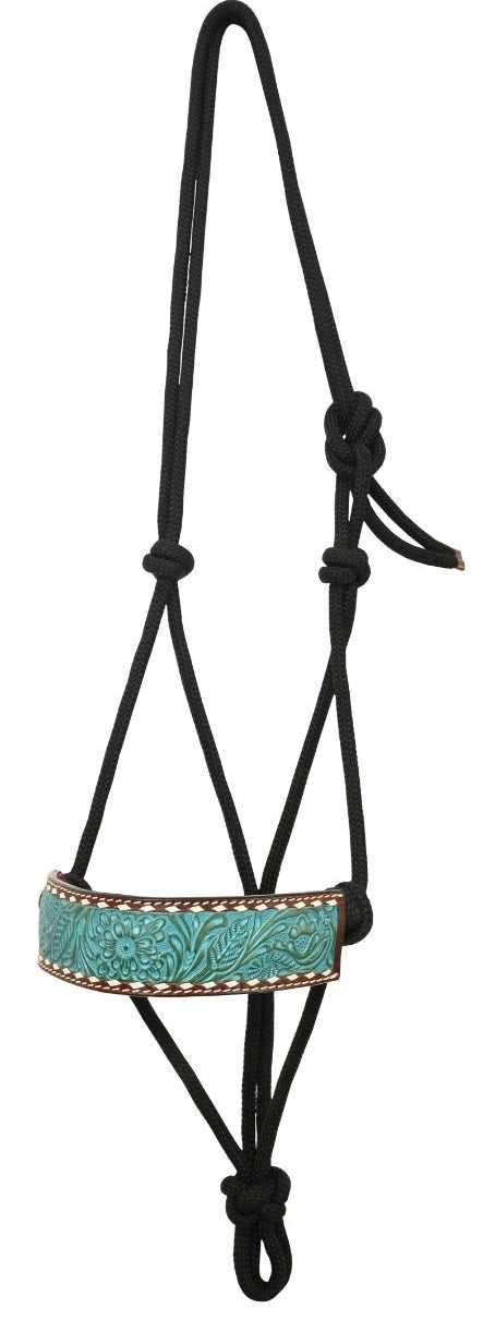 Rafter T Ranch Turquoise Buckstitched Rope Halter – West 20 Saddle Co.