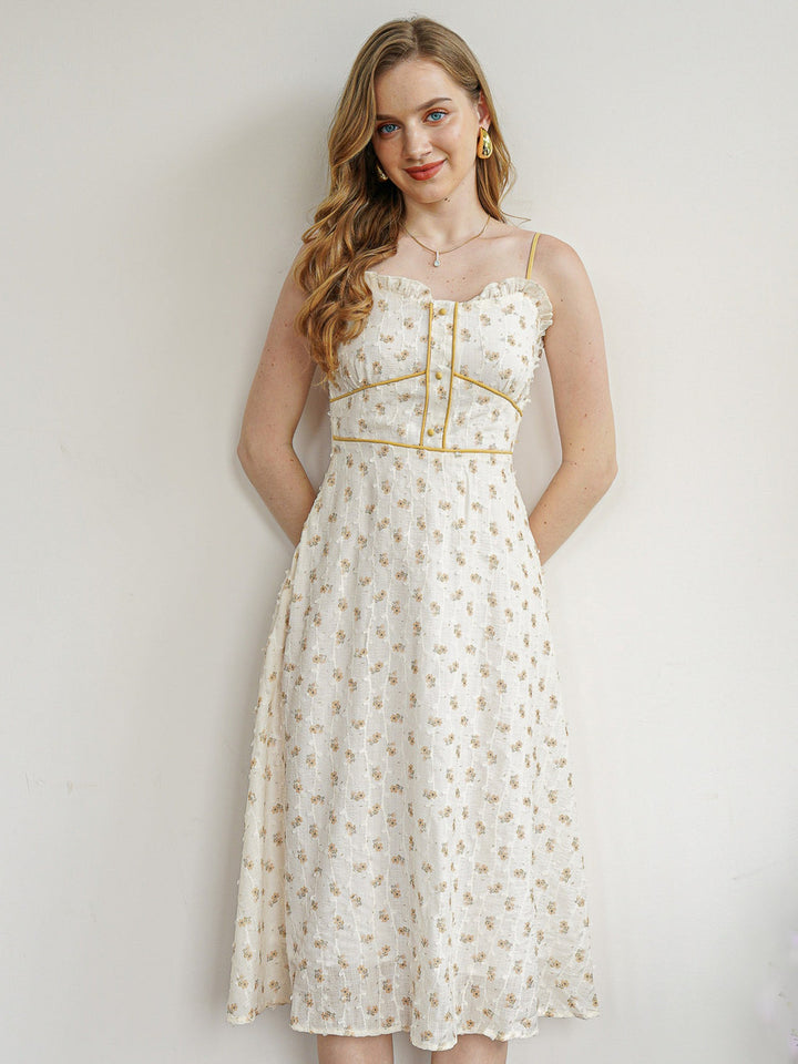 Rosie Posie Women's Yellow Floral Midi Dress