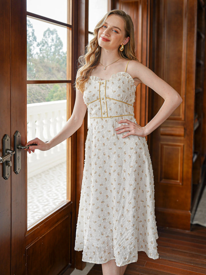 Rosie Posie Women's Yellow Floral Midi Dress