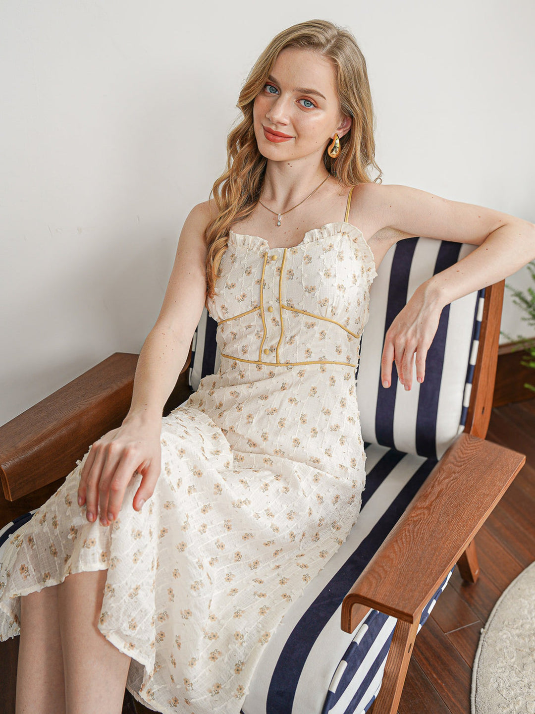 Rosie Posie Women's Yellow Floral Midi Dress