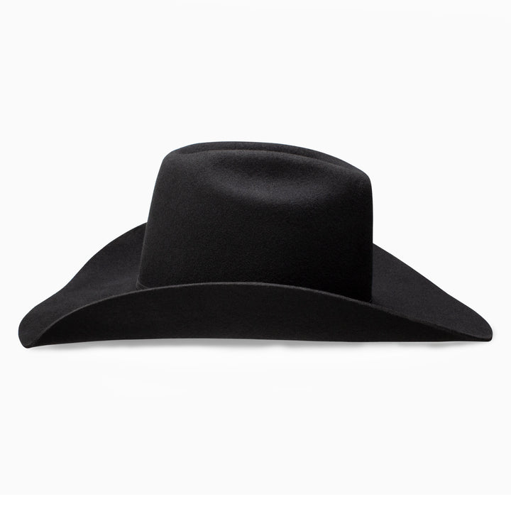 Resistol 9th Round black felt Western hat with a wide brim and classic Western style, displayed on a neutral background.