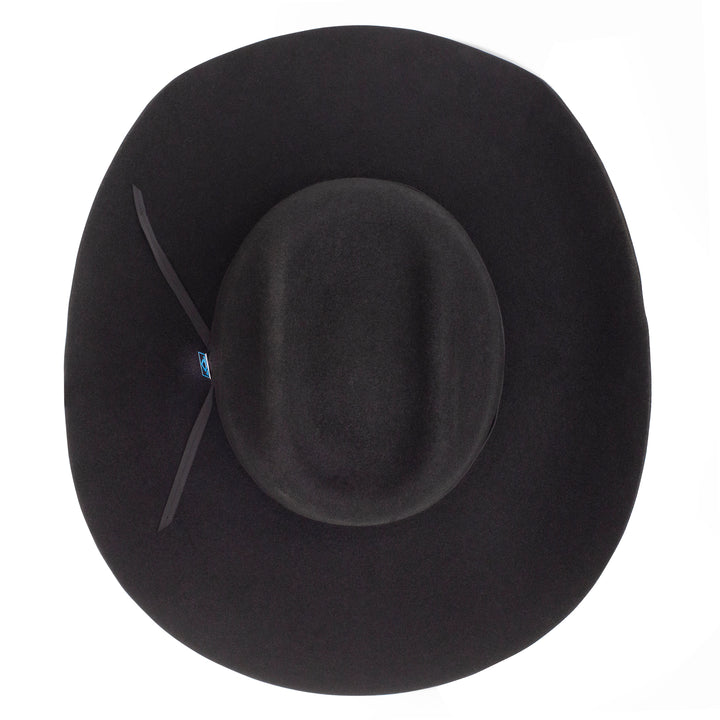 Resistol 9th Round black felt Western hat with a wide brim and classic cowboy style, featuring a decorative hatband.