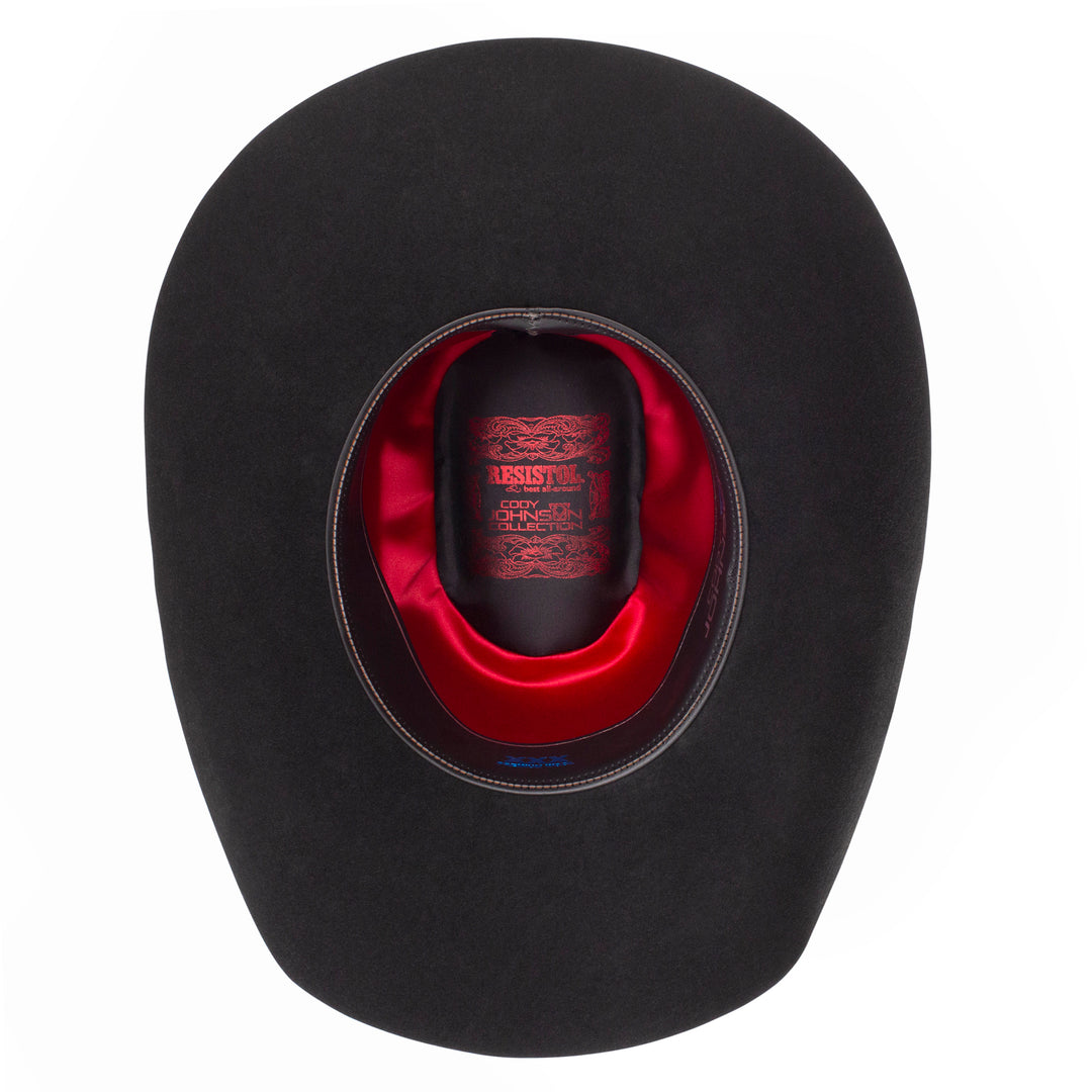 Resistol 9th Round black felt western hat with a wide brim and classic western style, displayed on a neutral background.