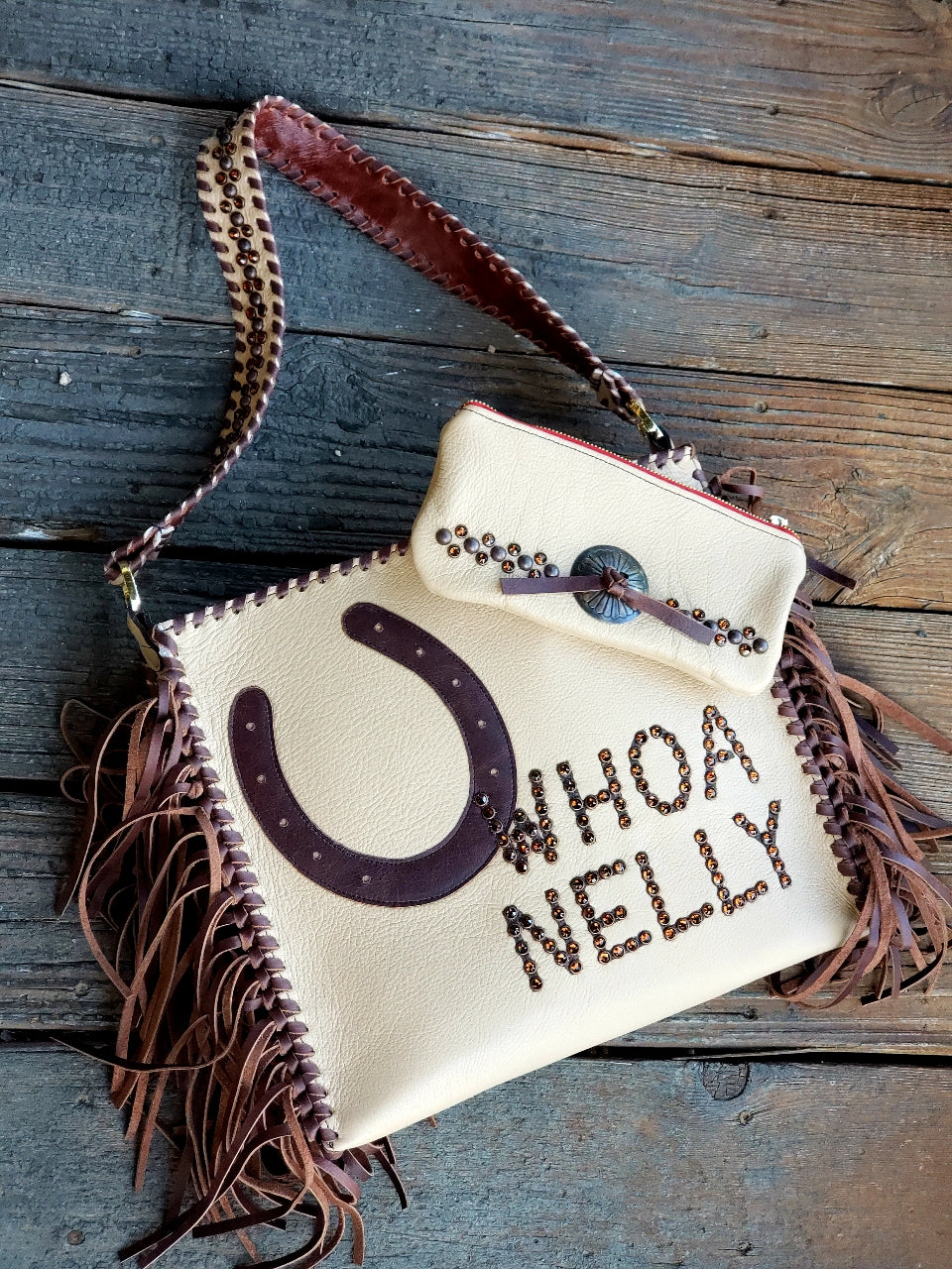 KurtMen Natural Pebble with Bronze Concho Wristlet