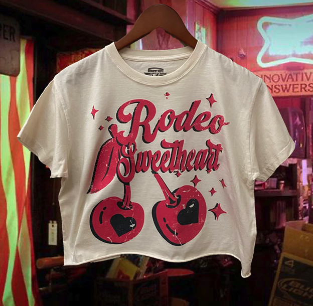 Country Deep Women's Natural Rodeo Sweetheart Crop Tee