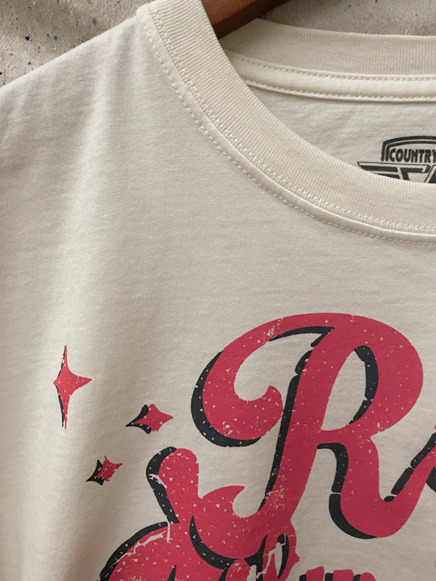 Country Deep Women's Natural Rodeo Sweetheart Crop Tee