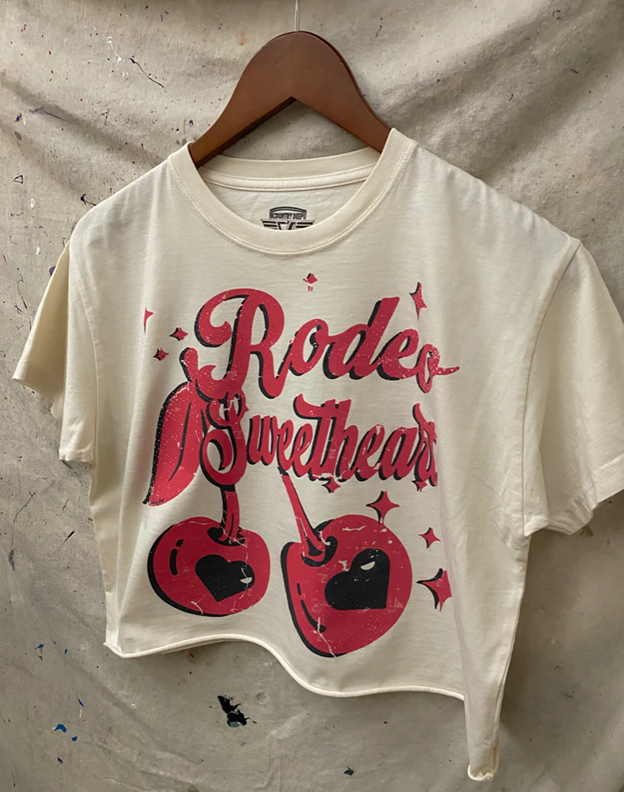 Country Deep Women's Natural Rodeo Sweetheart Crop Tee
