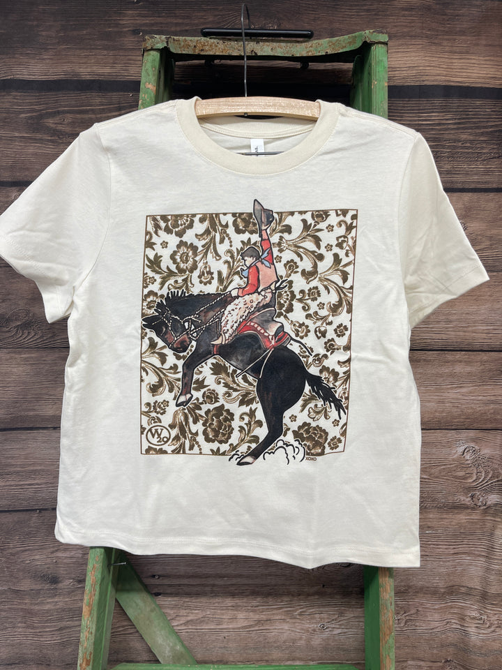 West 20 Natural Saddle Flower Boxy Tee