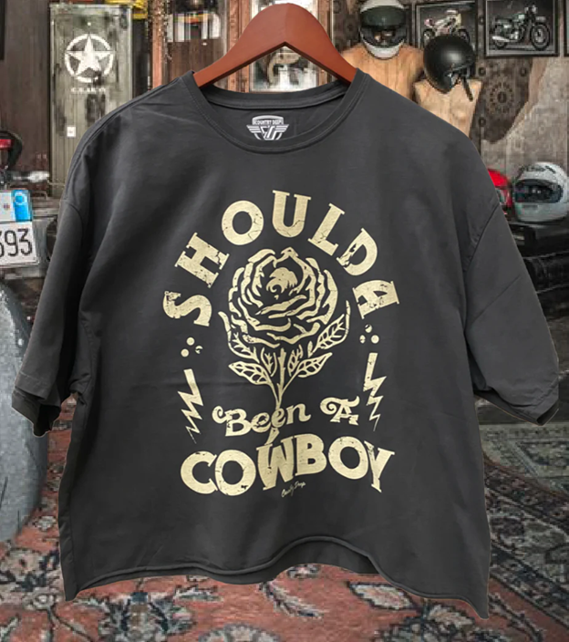 Country Deep Women's Black Shoulda Crop Tee