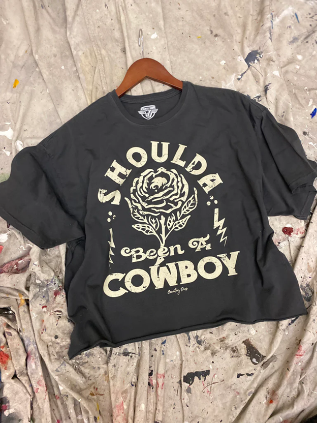 Country Deep Women's Black Shoulda Crop Tee