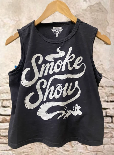 Country Deep Women's Black Smoke Show Muscle Crop Tee