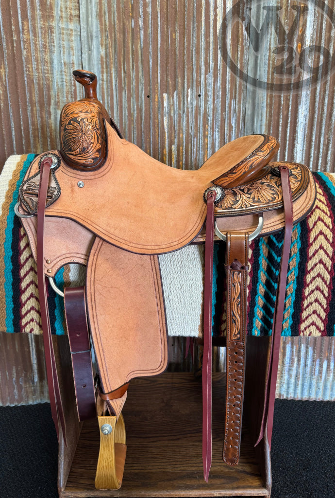 Scott Thomas Custom Round Skirt Vintage and Roughout Working Cowhorse Saddle Western Saddle