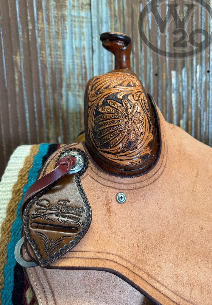 Scott Thomas Custom Round Skirt Vintage and Roughout Working Cowhorse Saddle Western Saddle